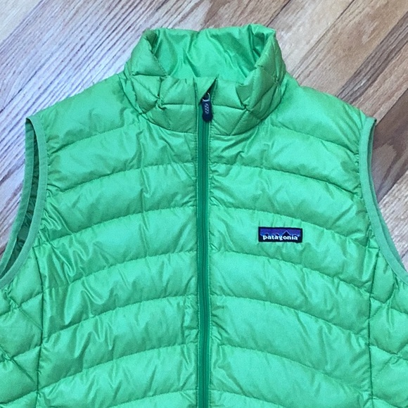 Patagonia Vest Green Down Sweater 800 Goose Full Zip Puffer size large - Picture 3 of 11